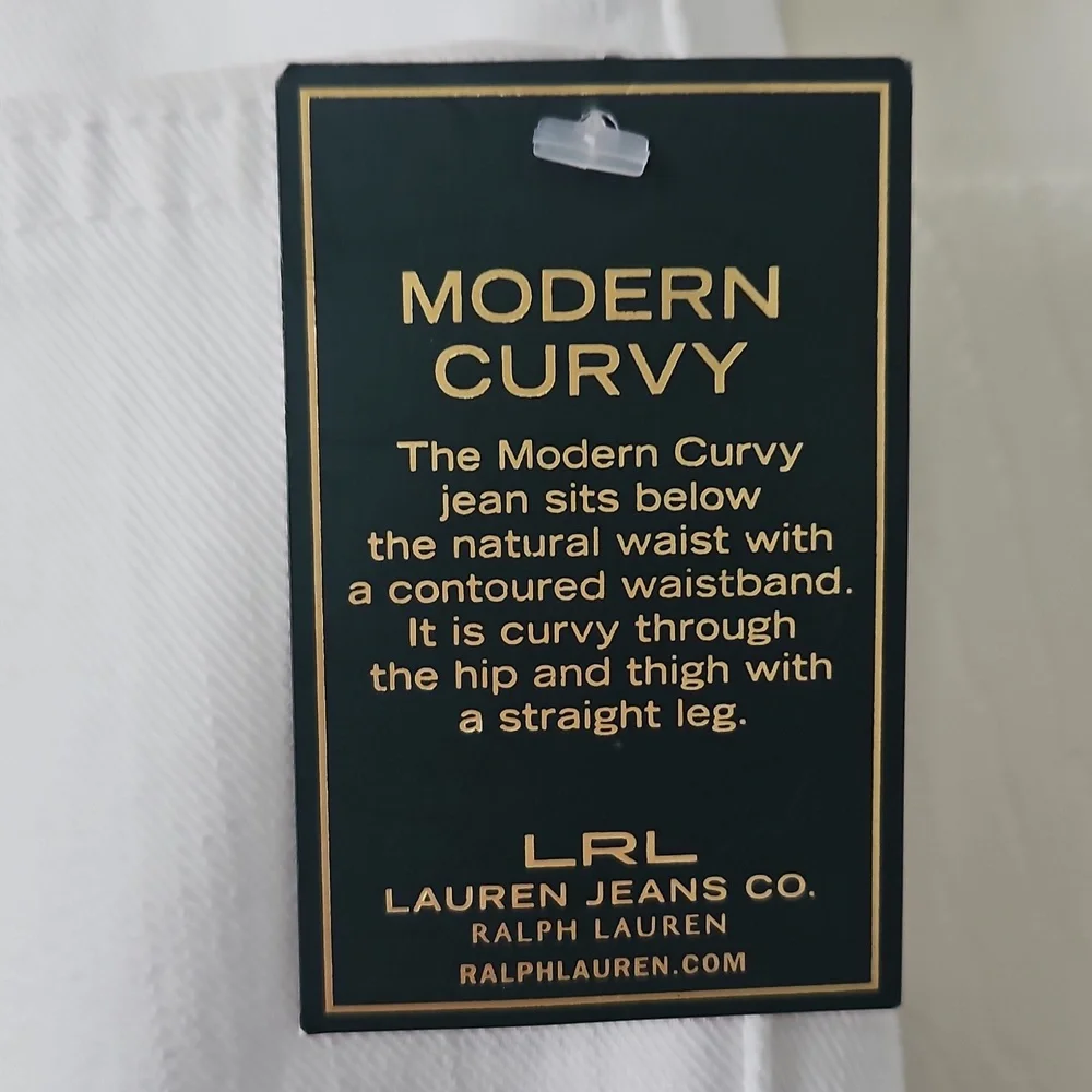 LRL‎ Lauren Modern Curvy Straight Leg Denim: Color- White: Size 22W SEE DETAILS